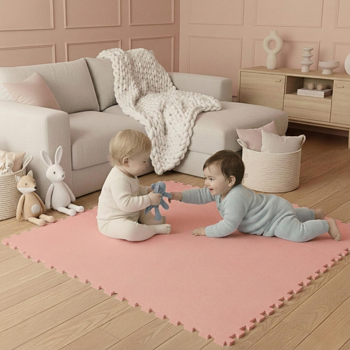 SPIELMATTE ab Null - 90 cm Baby Puzzlematte Rosa - Rosa, Kunststoff (30/30cm) - Littletom