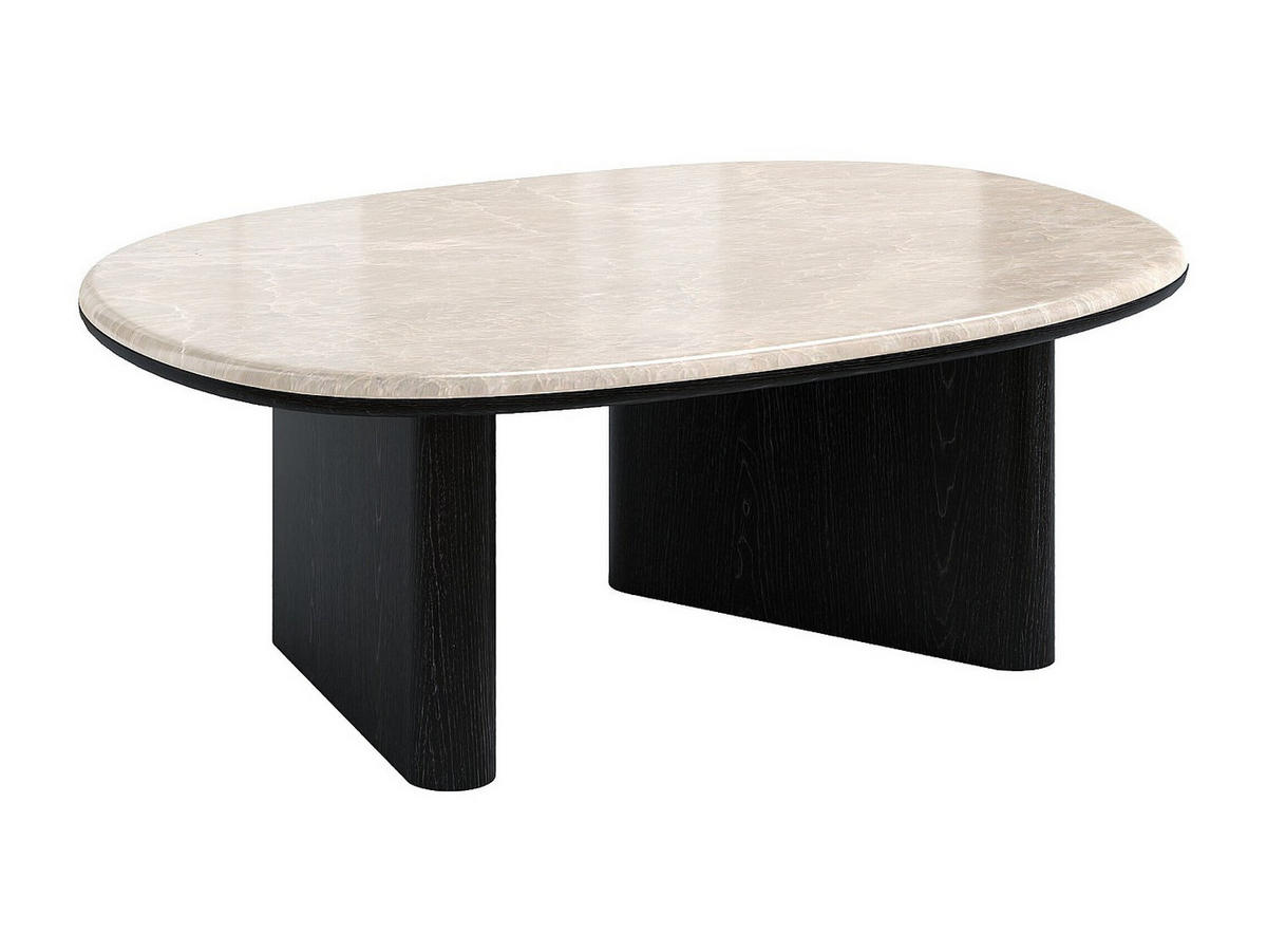 COUCHTISCH - 97 cm x 74 cm - marmor - schwarz, beige Cormina - Beige/Schwarz, Stein (74/97/35.5cm) - Vente-Unique