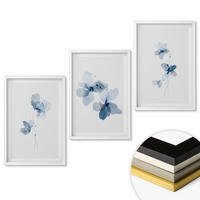 WANDBILDER 3er-Set - 40x60 cm Weißer Rahmen - Blaue Blumen - Weiß, Kunststoff (40/60cm) - ArtPrintCave