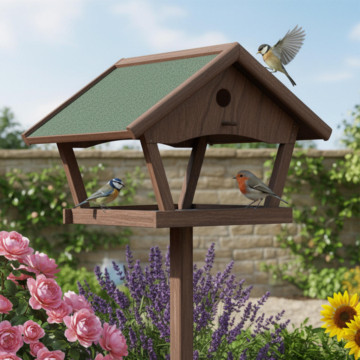 VOGELFUTTERHAUS - Braun, Holz (66/137/59cm) - Relaxdays