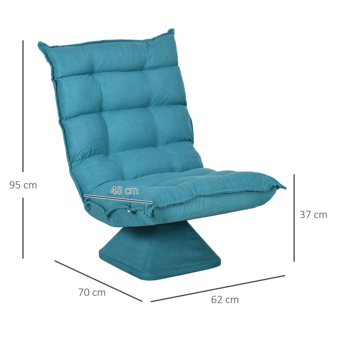 RELAXSESSEL Stahl, Samt, Blau - Blau, Metall (70/95/62cm) - HOMCOM