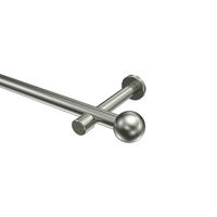 GARDINENSTANGEN-SET Prestige Luino 180 cm, 1-läufig (ohne Ringe), 20 mm Ø Edelstahl-Optik - Edelstahlfarben, Metall (180cm) - INTERDECO