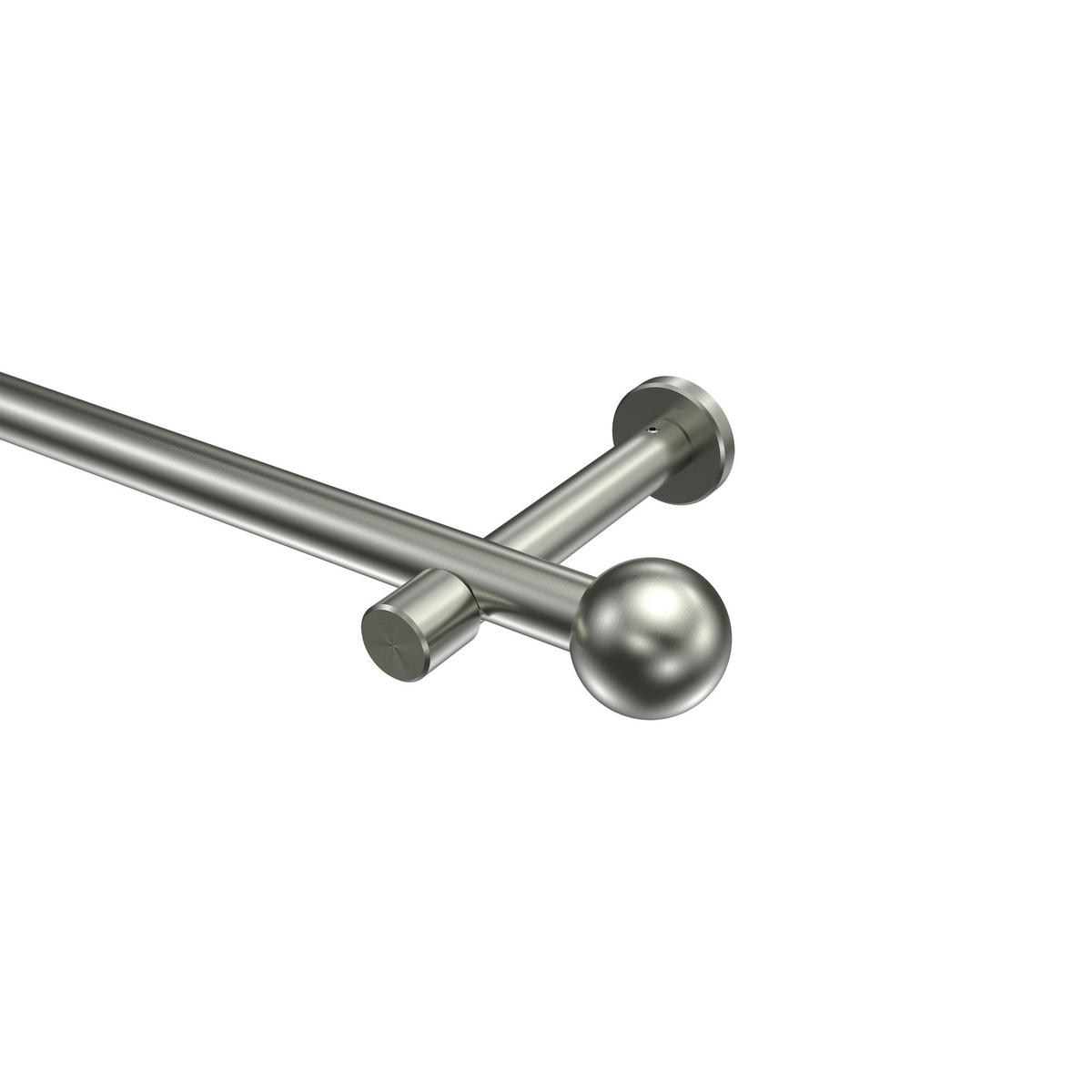 GARDINENSTANGEN-SET Prestige Luino 180 cm, 1-läufig (ohne Ringe), 20 mm Ø Edelstahl-Optik - Edelstahlfarben, Metall (180cm) - INTERDECO