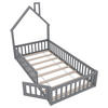 HAUSEBETT 90 x 200 cm mit Lattenrost in Grau - Grau, Holz (90/200cm) - KOMHTOM