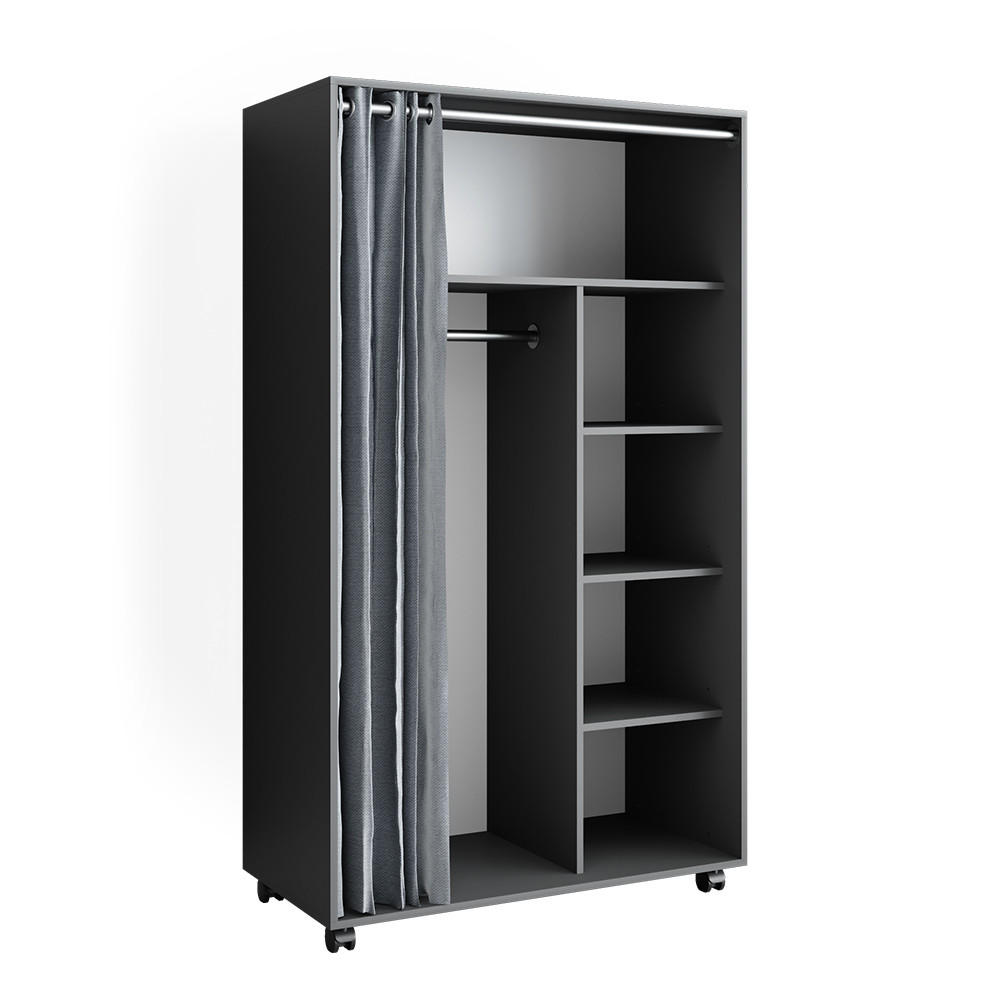 KLEIDERSCHRANK Doros Grau 100 x 168 cm mit Rollen - Grau, Holzwerkstoff (100/168/50cm) - Vicco