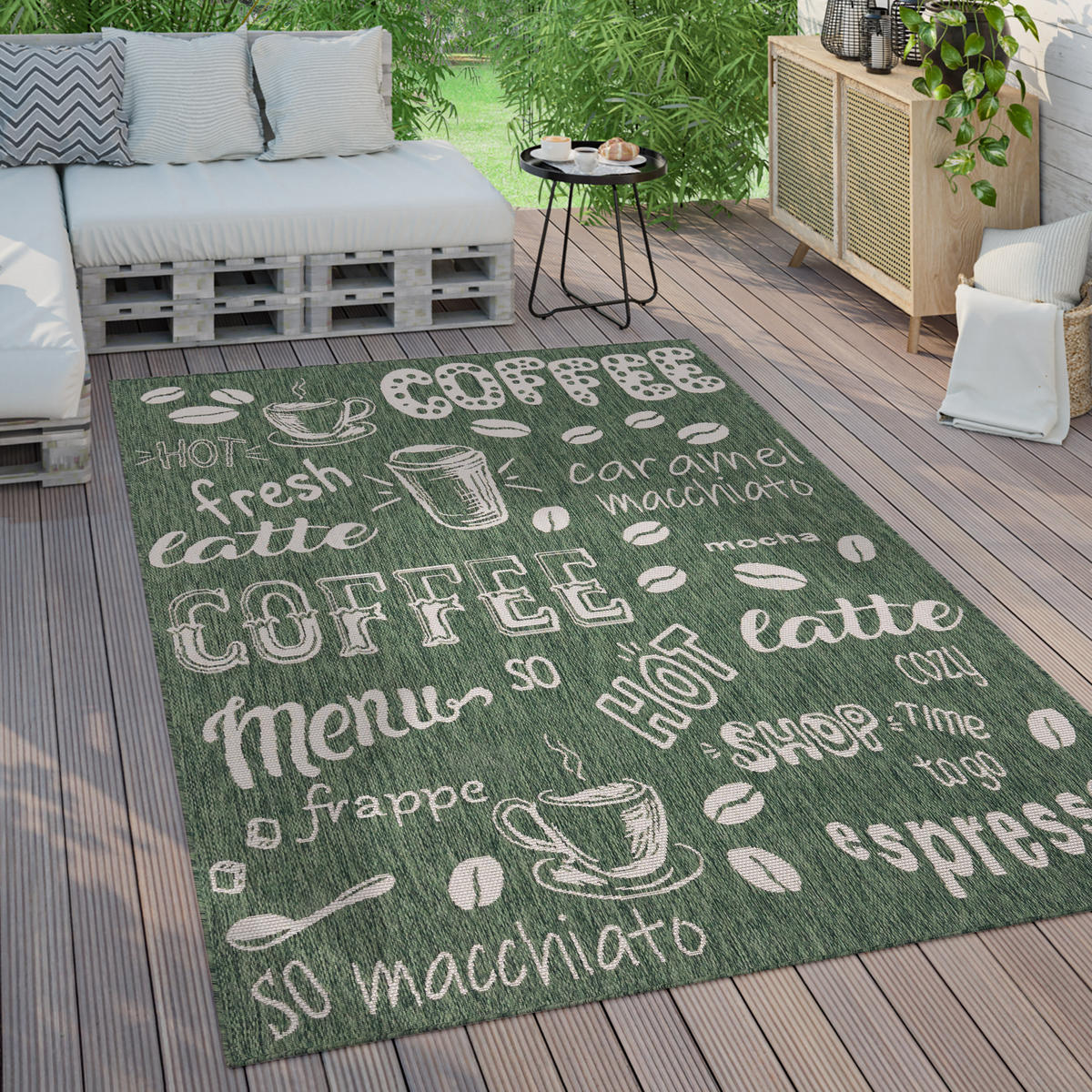 OUTDOORTEPPICH 120/160 cm Kitchen 382 - Grün, Textil (120/160cm) - Paco Home