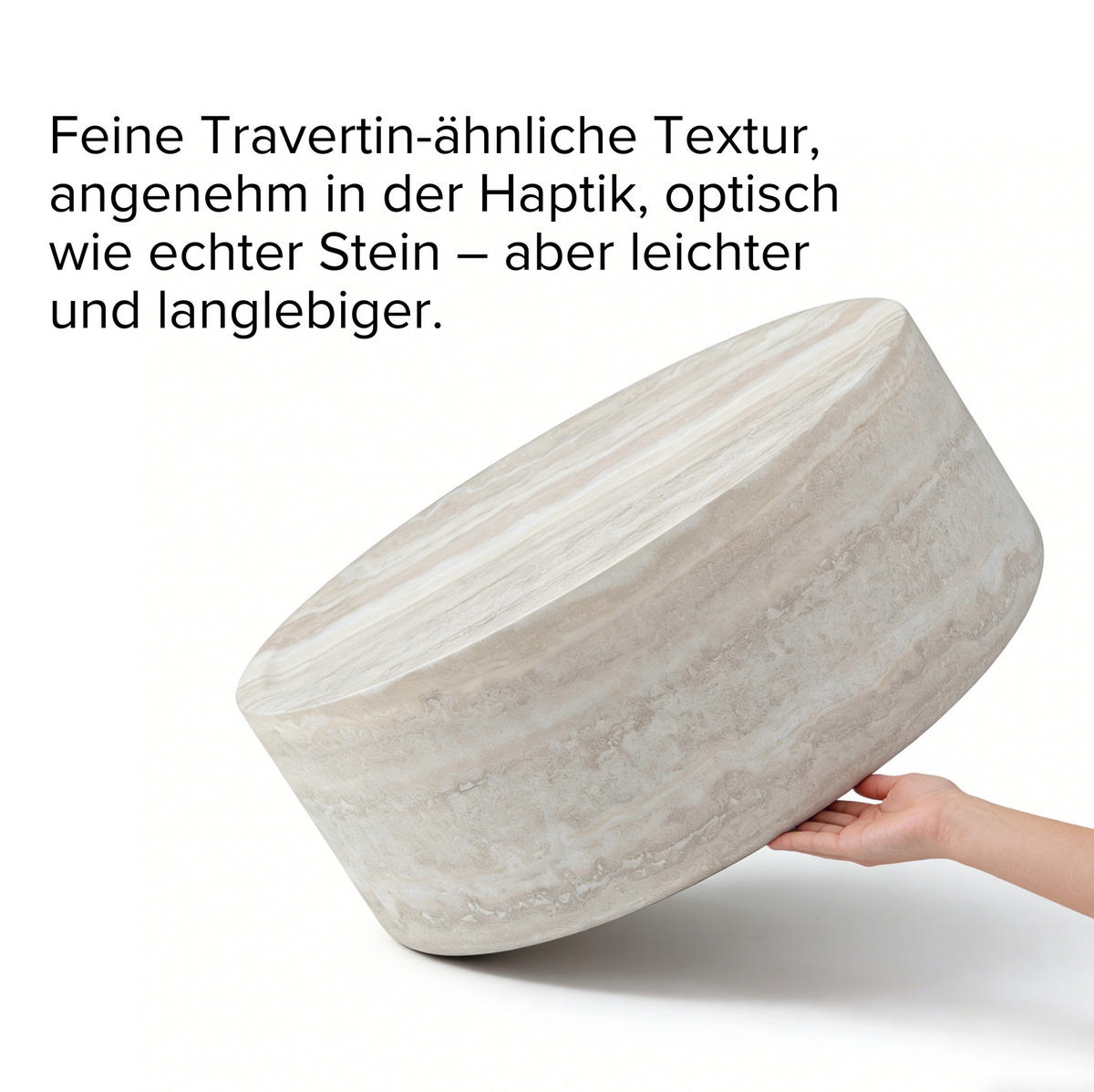 COUCHTISCH 80 cm aus Fiberglas in Beige – leicht und pflegeleicht - Beige, Glas (80/80/30.5cm) - BEAOK