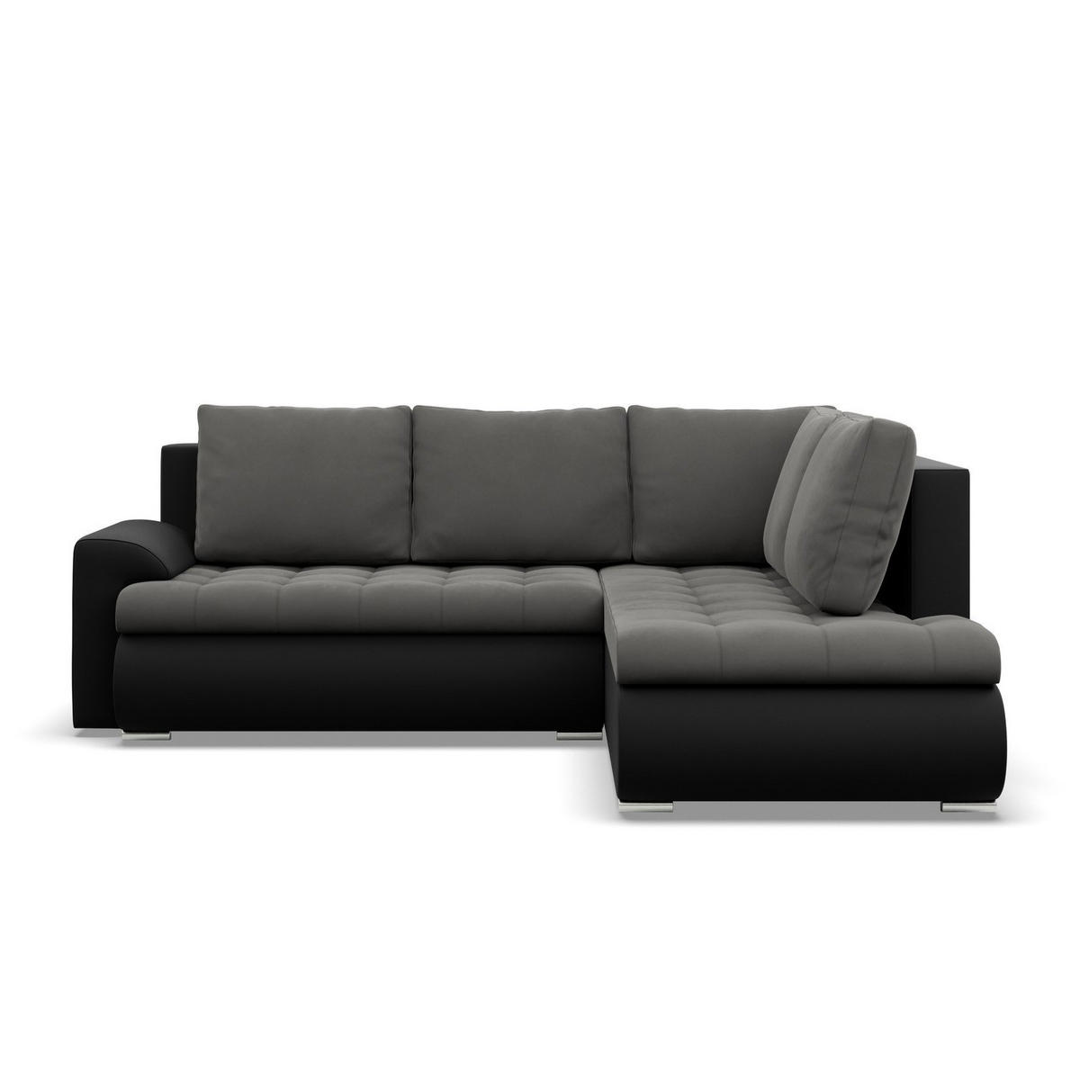ECKSOFA RECHTS MIT SCHLAFFUNKTION FORESTA, Dunkelgrau + Schwarz - Dunkelgrau/Schwarz, Textil (230/200cm) - Mebligo