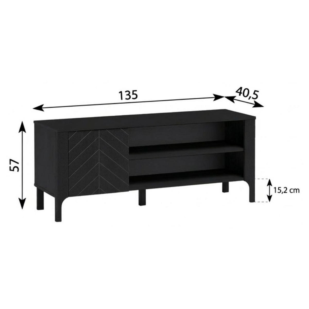 TV-LOWBOARD Malumi MM-6 135 x 57 x 40,5 cm Schwarz Paintflow - Schwarz, Holzwerkstoff/Metall (135/57/40.5cm) - Koseto