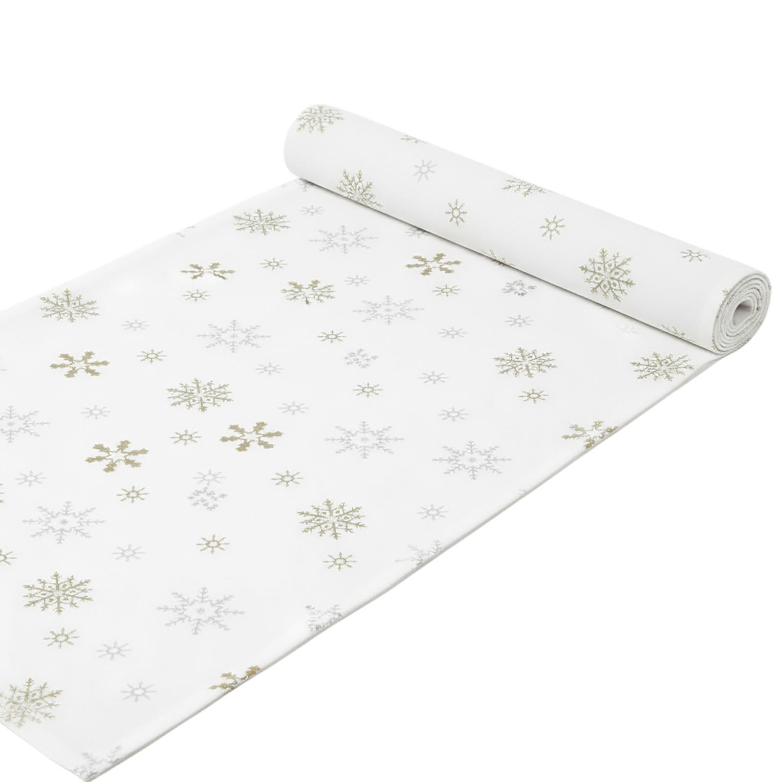 TISCHLÄUFER Weihnachten 44/178 cm, weiß mit Schneeflocken - Weiß, Textil (44/178cm) - Homescapes