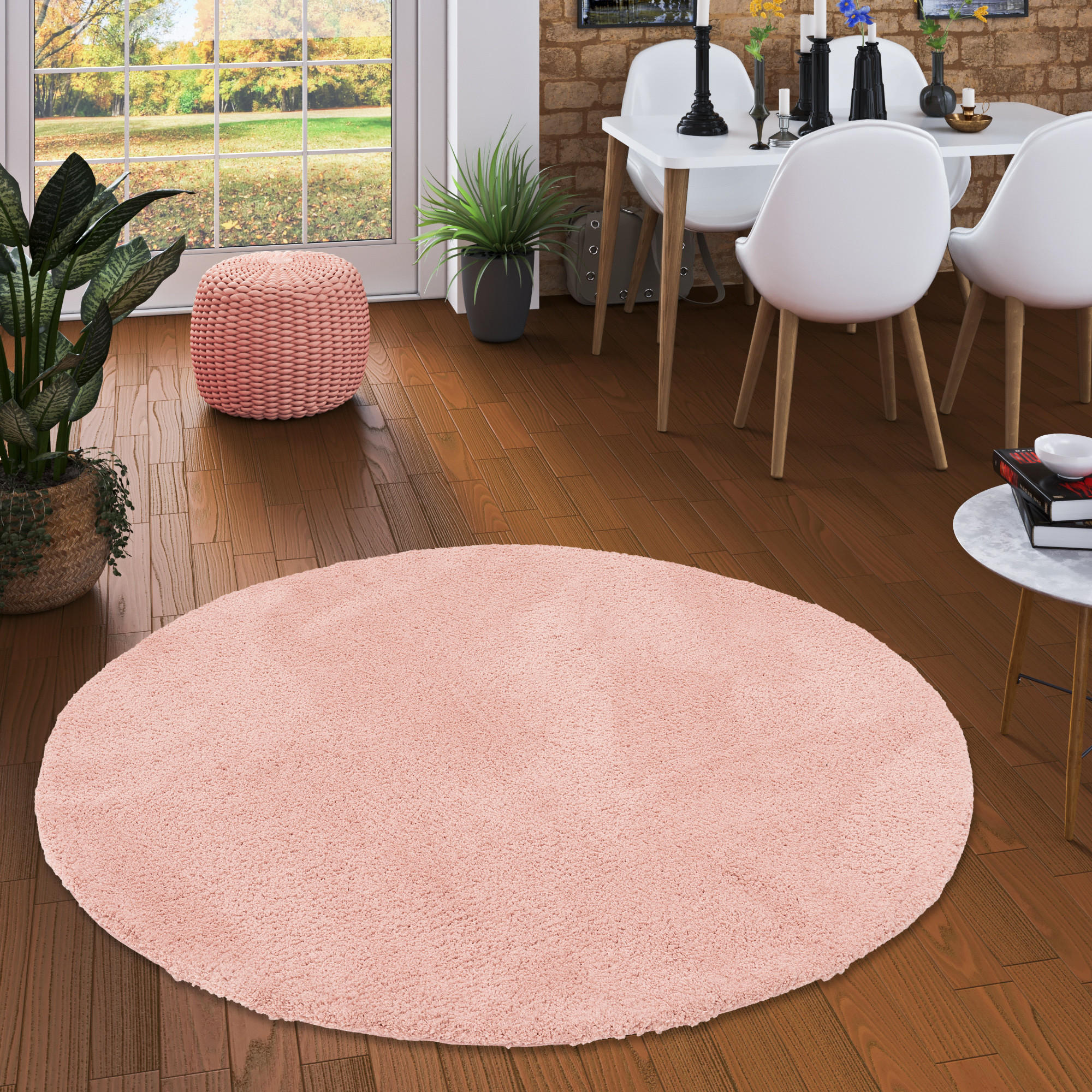 LUXUS SUPER HOCHFLOR SHAGGY TEPPICH LUCA RUND - Rosa, Textil (160/160cm) - Pergamon