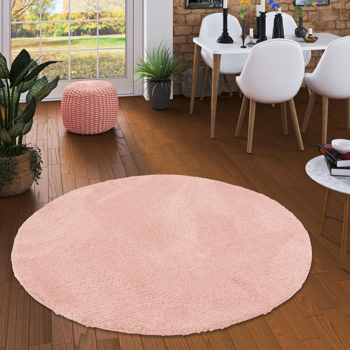 LUXUS SUPER HOCHFLOR SHAGGY TEPPICH LUCA RUND - Rosa, Textil (160/160cm) - Pergamon