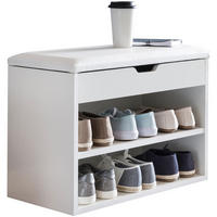 SCHUHBANK gepolstert mit Stauraum, Weiß 60x30x40 cm - Weiß, Holz/Textil (60/40/30cm) - KADIMA DESIGN