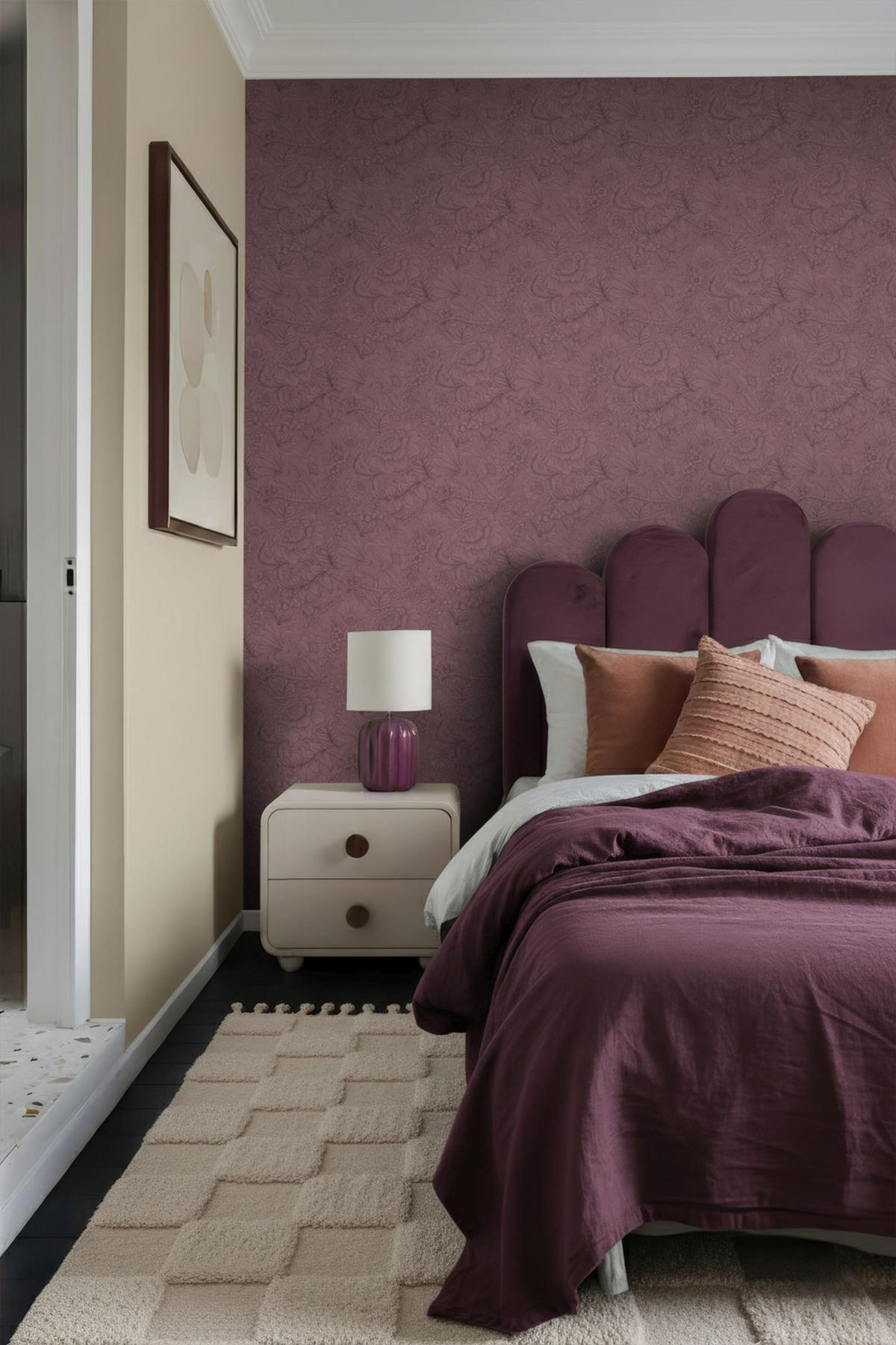 TAPETE Blumenmuster 0.53 x 10.05 m - Lila, Papier (53/1000cm) - ESTAhome
