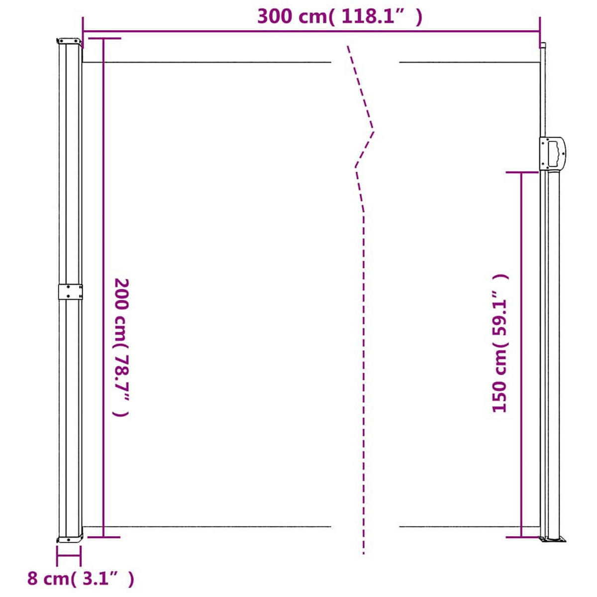 SEITENMARKISE Ausziehbare Anthrazit 200/300 Cm - Anthrazit, Textil (200/300cm) - vidaXL