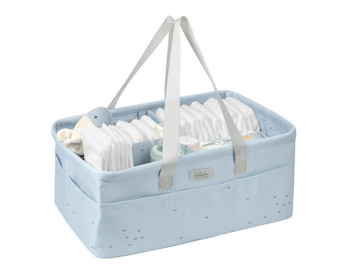 WICKELTASCHE 311080601 blau faltbar, abnehmbare Trennwand, Tragegriffe, Korb, Wickelzubehör - Blau, Textil (27/17/42cm) - Kikka boo