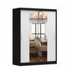 SCHWEBETÜRENSCHRANK Vista 01 Schwarz/Weiß + Spiegel, mit LED- Beleuchtung 150 cm - Alufarben/Schwarz, Glas/Holzwerkstoff (150/200/61cm) - imoebel24