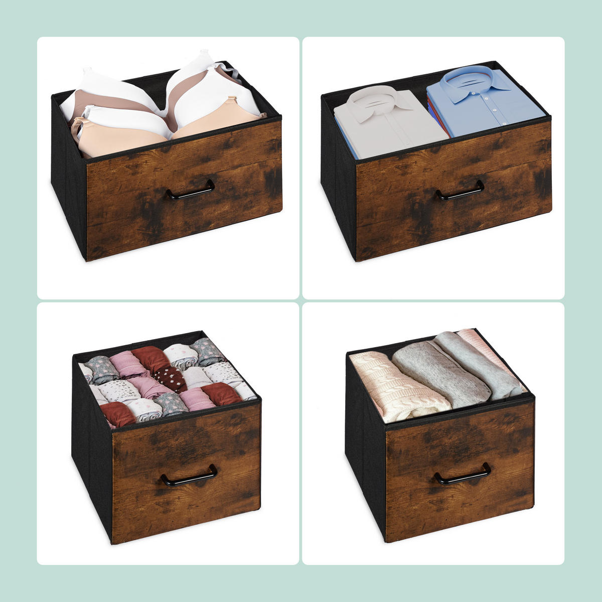 KOMMODE - Schwarz/Braun, Holzwerkstoff/Kunststoff (100/85/30.5cm) - Relaxdays