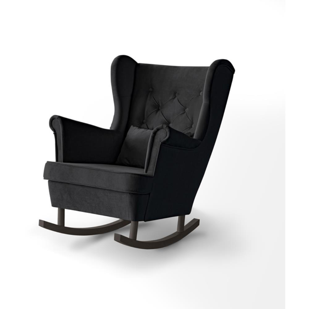 SCHAUKELSTUHL Fabio schwarz mit Wenge Beinen - Wengefarben/Schwarz, Textil (82/103/108cm) - Beautysofa