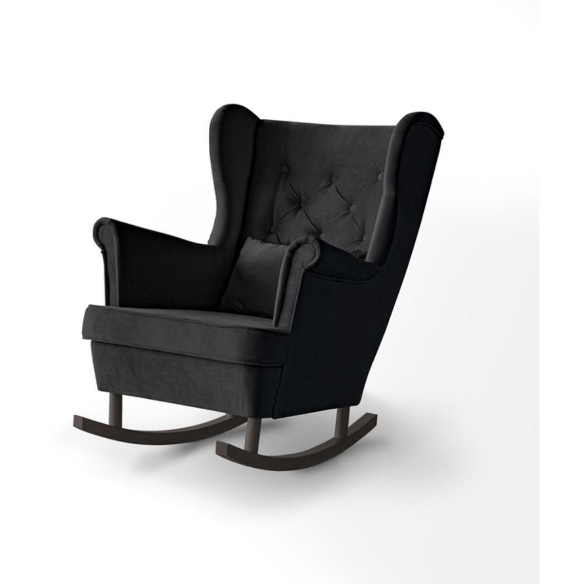 SCHAUKELSTUHL Fabio schwarz mit Wenge Beinen - Wengefarben/Schwarz, Textil (82/103/108cm) - Beautysofa