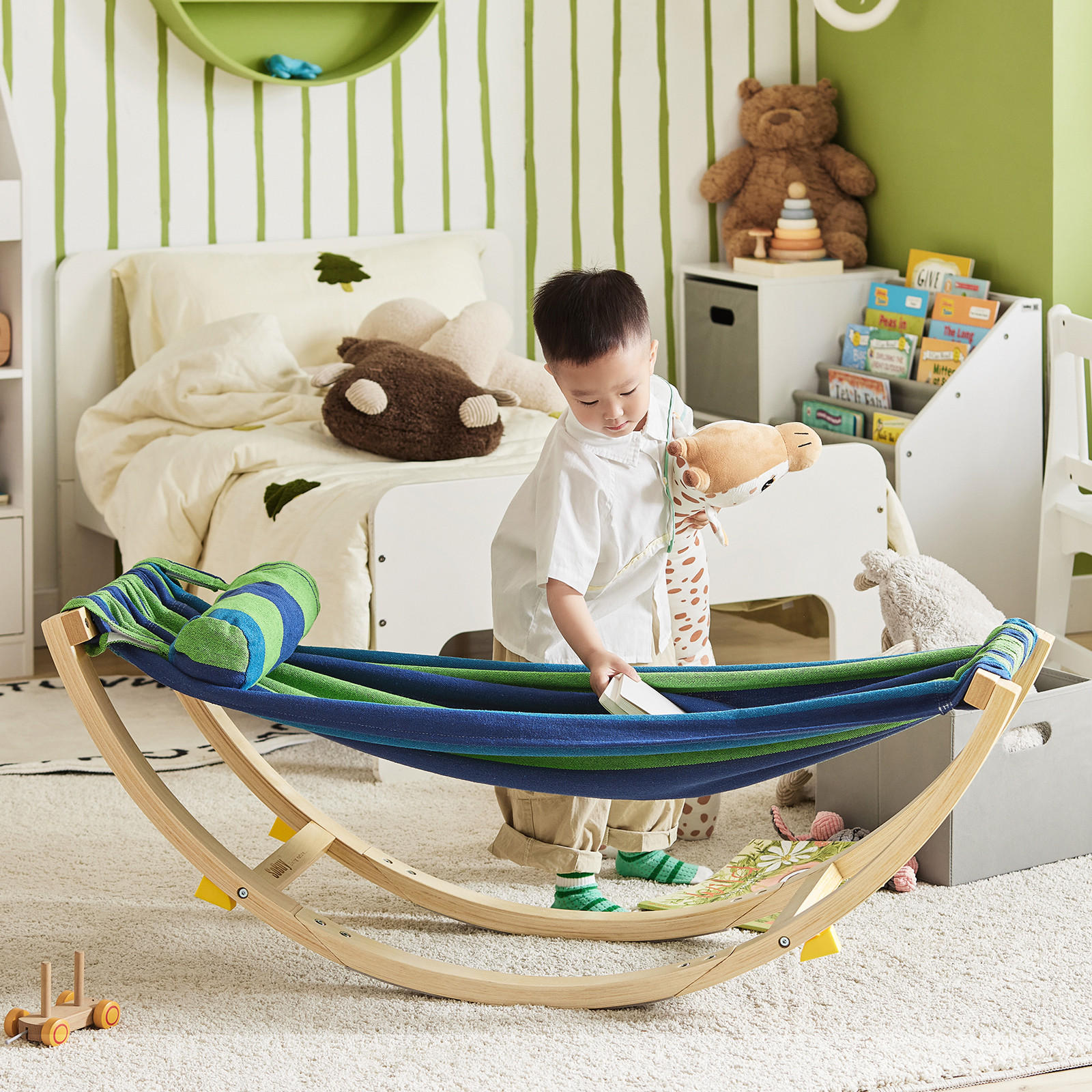 KINDERHÄNGEMATTE Bunt - Multicolor, Holzwerkstoff (124/45/36cm) - SoBuy