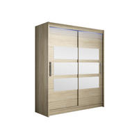 SCHWEBETÜRENSCHRANK Westa VII, mit RGB LED Beleuchtung - Silberfarben/Sonoma Eiche, Holzwerkstoff/Metall (150/200/58cm) - MIRJAN24