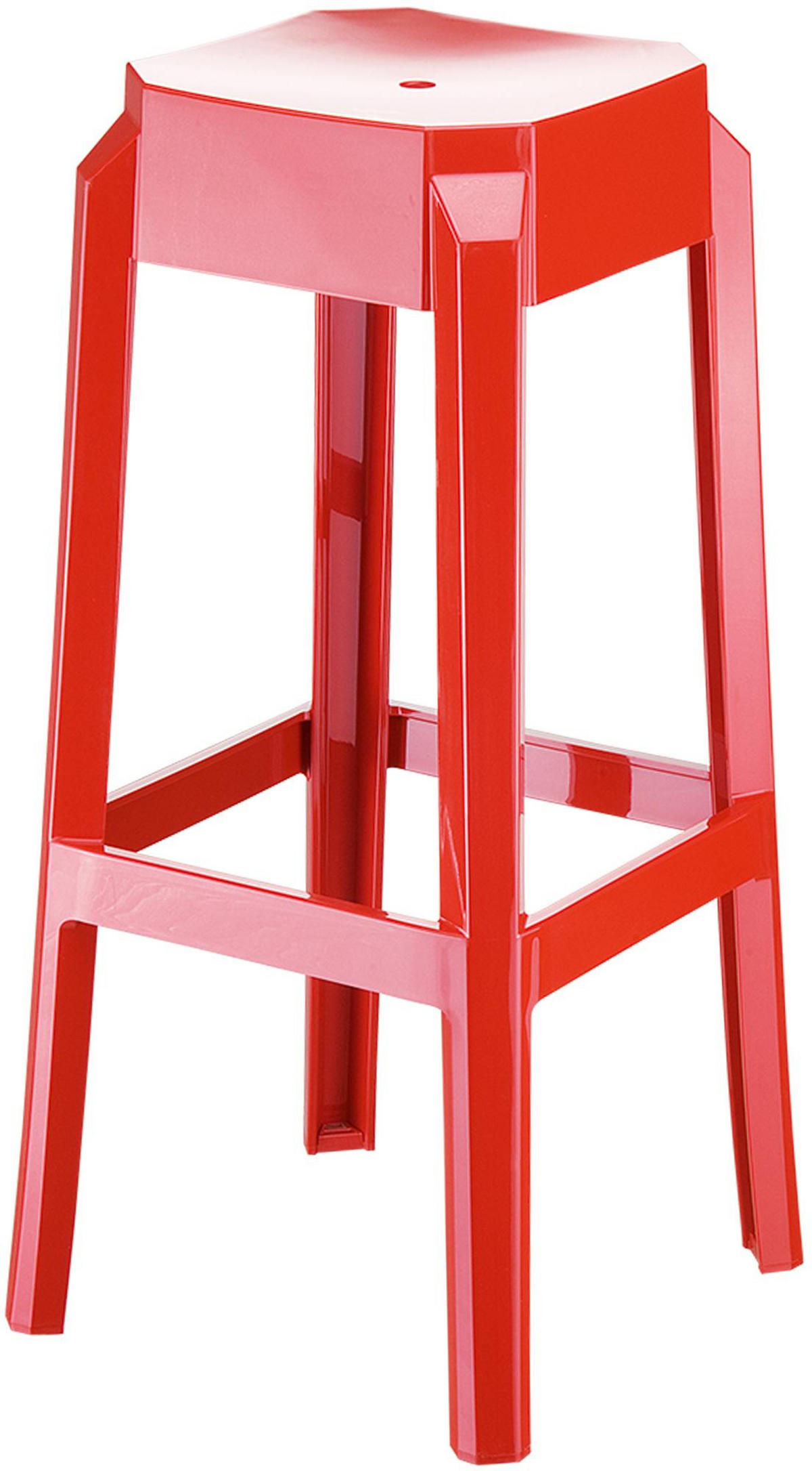 BARHOCKER Kunststoff rot - Eukalyptusholzfarben/Rot, Kunststoff (36/75/36cm) - CLP