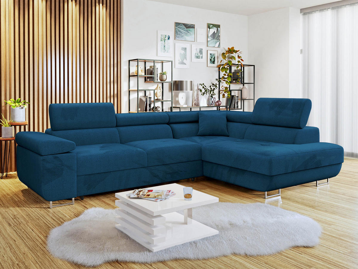 ECKSOFA Torezio, Seite: Rechts - Blau, Holz/Textil (274/203cm) - MIRJAN24