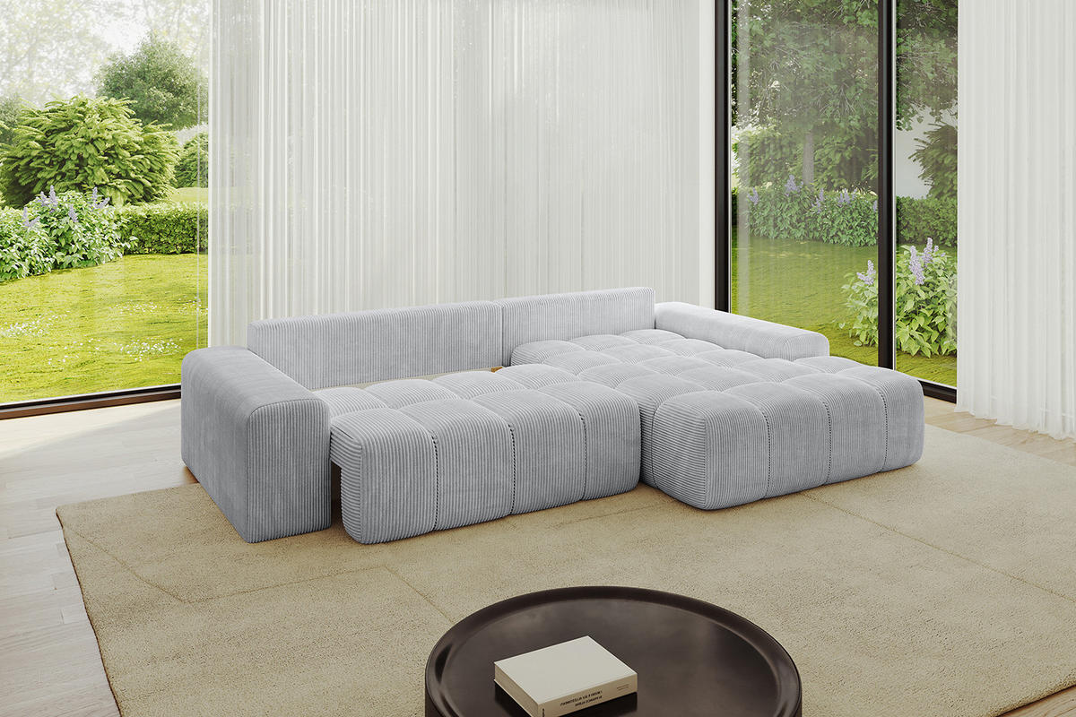 ECKSOFA Ottomane Rechts ENSI-L - 267x164x88 cm Grau - Grau, Holzwerkstoff/Kunststoff (164/267cm) - ALTDECOR