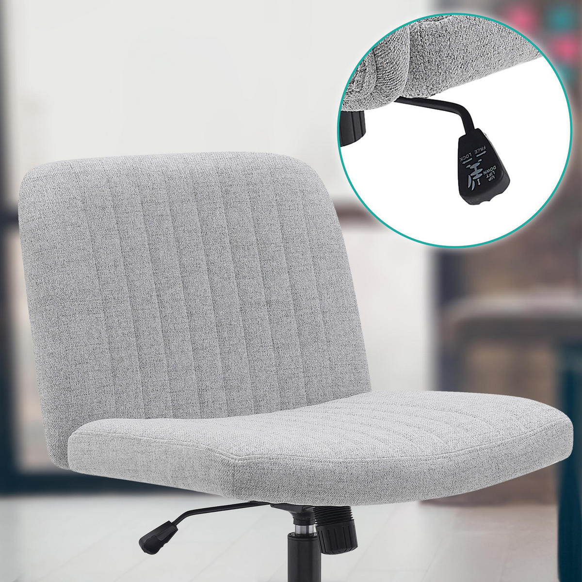 BÜROSTUHL Lynox Stoff hellgrau - Hellgrau/Schwarz, Metall (62/98/65cm) - TPFLiving