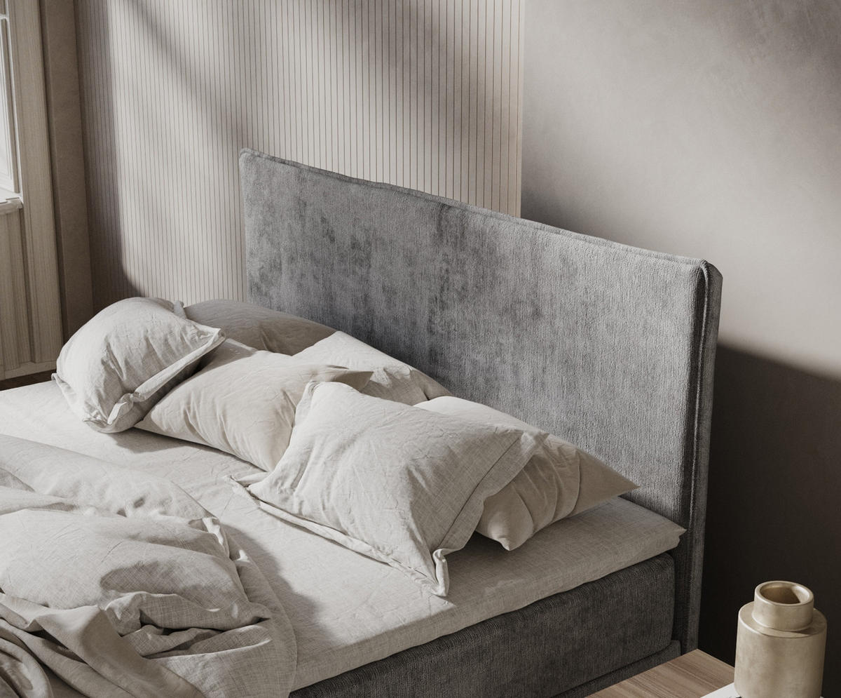 BOXBETT Peru Dunkelgrau 160/200 cm im Chenille-Stoff - Schwarz/Grau, Holz/Holzwerkstoff (160/200cm) - Maison de Reve