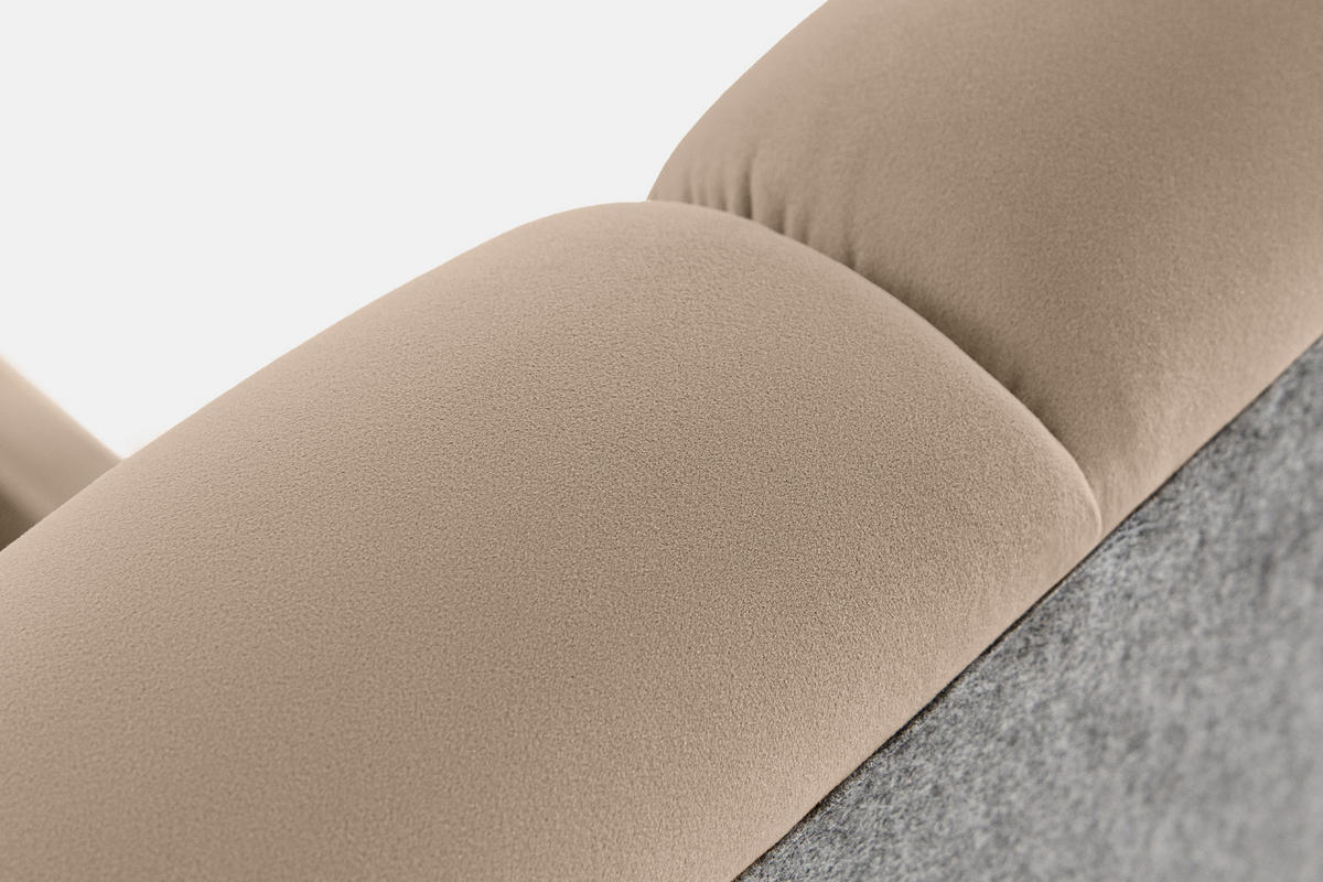 POLSTERBETT GIZO, Muschel-Design - Beige/Schwarz, Holz/Holzwerkstoff (202/204cm) - KONSIMO®