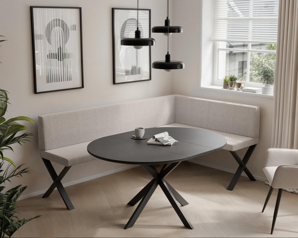 ECKBANK rechts VERO X Webstoff glatt, 168/128 cm Beige - Beige, Textil/Metall (128/168cm) - Idohome