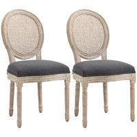 ESSZIMMERSTÜHLE 2er-Set DE-13204 Louis XVI Medaillon mit Korbgeflecht Grau - Grau, Holz (56/96/49cm) - ComfortXL