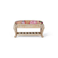 SITZBANK aus Mangoholz mit mehrfarbigem Patchwork-Stoffbezug - Perlmutt, Holz (38/45/90cm) - Giner y Colomer