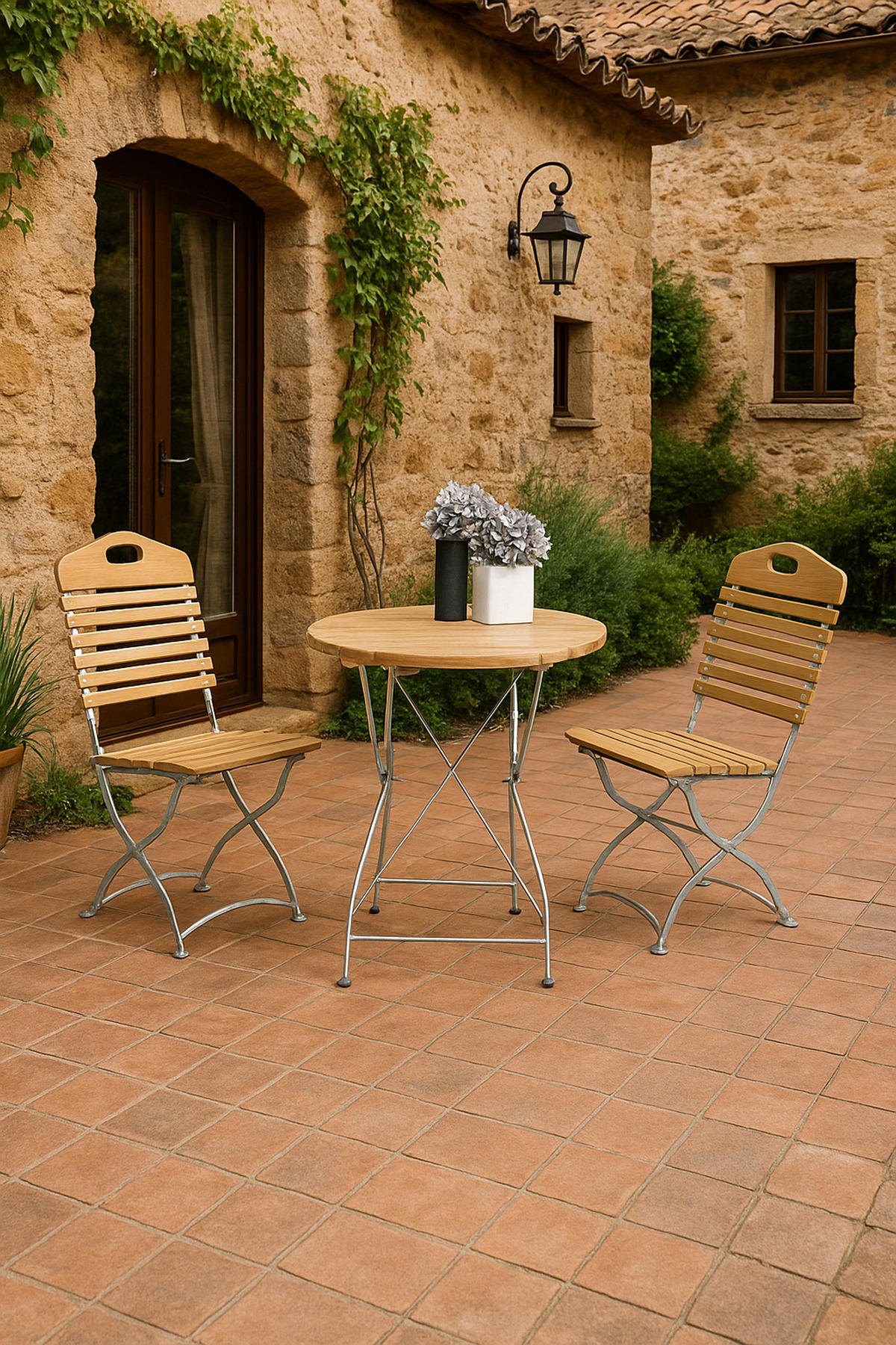 GARTEN-GARNITUR Bad Belzig 3-teilig aus Robinienholz, Stahlgestell Verzinkt - Braun, Holz - TPFGarden