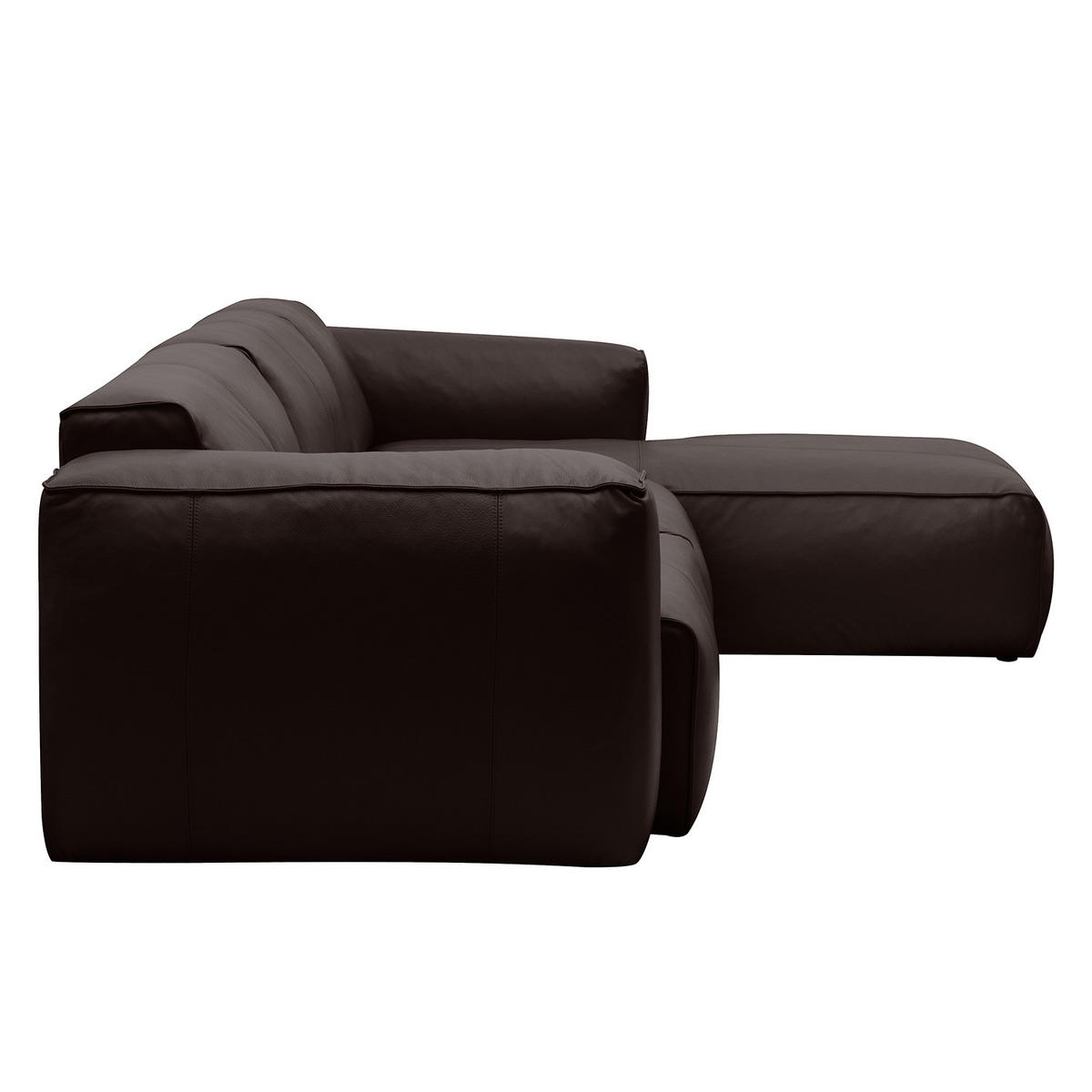3-SITZER ECKSOFA mit Longchair - Dunkelbraun/Schwarz, Leder/Kunststoff (317/173cm) - home24