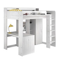 HOCHBETT mit Kleiderschrank und Schreibtisch Bett 90 x 200 cm - Weiß/Kieferfarben, Holzwerkstoff/Kunststoff (90/200cm) - Parisot Meuble