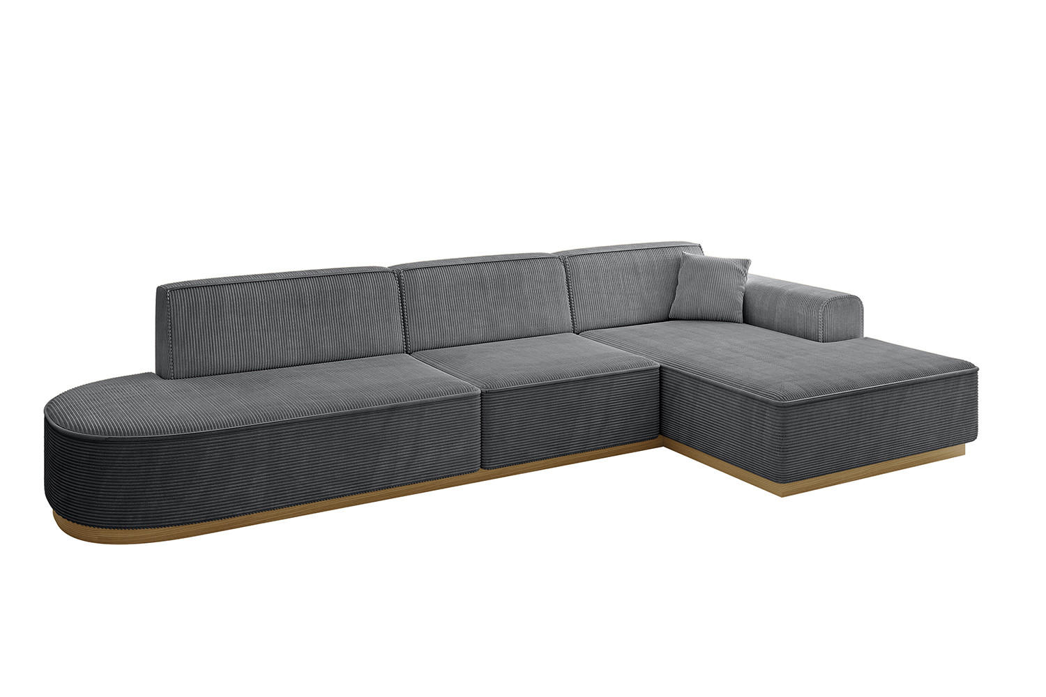 ECKSOFA Ottomane Rechts IREA-L2-v2 - 327x165x80 cm Duneklgrau - Dunkelgrau, Holzwerkstoff/Textil (327/165cm) - ALTDECOR