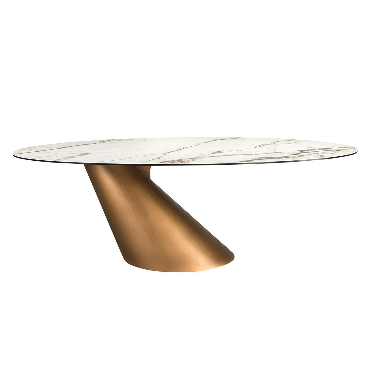 ESSTISCH oval Weiß Bronze 240/120/76 cm - Weiß, Stein/Metall (120/240/76cm) - ANGEL CERDA
