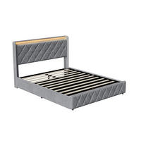 POLSTERBETT 160x200 cm mit hydraulischem Stauraum - Kopfteil Regal & LED - USB - ohne Matratze - Grau - Grau, Textil (160/200cm) - DELFA