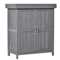 VRTNA omara 74/43/88 cm z dvojnimi vrati, 2 policama in vremensko odporno leseno zasnovo, Siva - siva, les (43/88/74cm) - Redom
