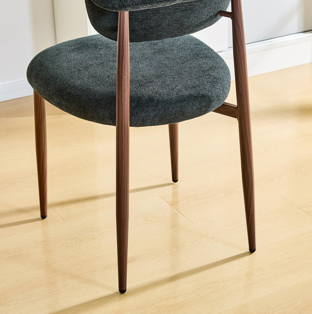 VIERFUSSSTUHL 2er-Set 58,5/48/83 cm Schwarz aus Leinen mit gepolsterter, gebogener Rückenlehne - Schwarz, Textil (58.5/83/48cm) - OKMYHOME
