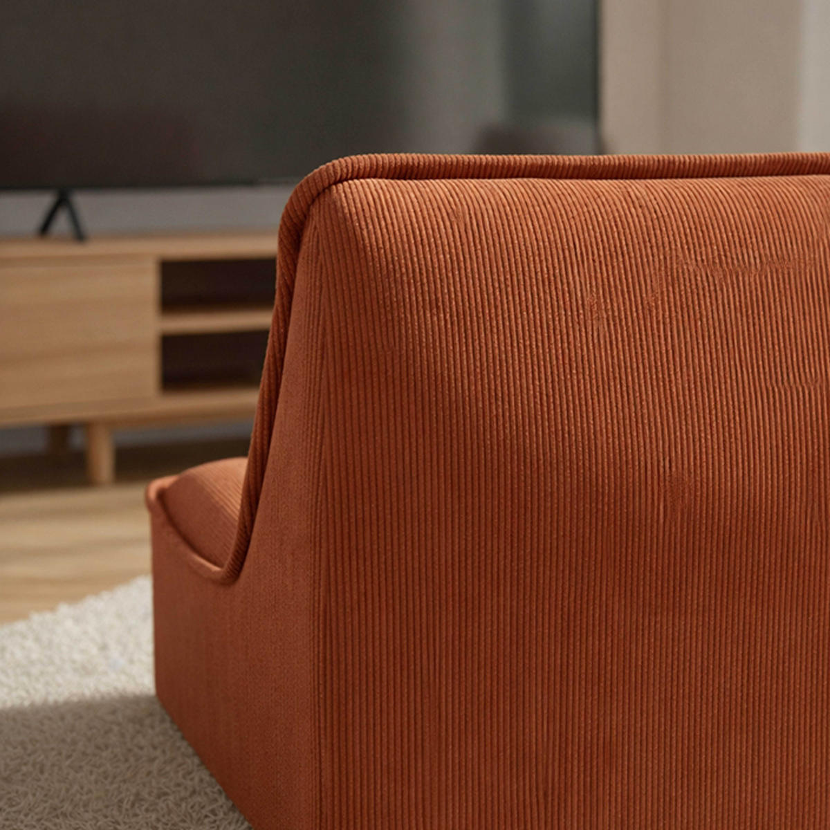 ECKSESSEL, Terrakotta - Rot, Textil (90/70/90cm) - Oviala