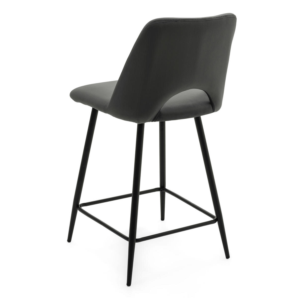 BARHOCKER ORO gepolsterter mit Steppung - grau - Samt Velour - Schwarz/Grau, Textil/Metall (48/94/55cm) - NEW HOME