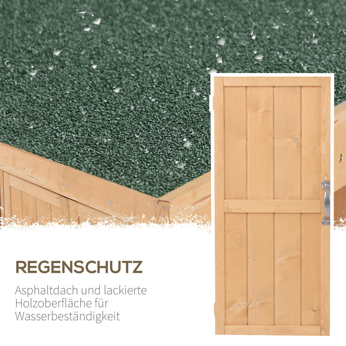 GARTENSCHRANK Geräteschuppen mit Doppeltür, 2 Fächern, wetterfest, Tannenholz, Natur - Fichtefarben, Holz (43/88/74cm) - Outsunny