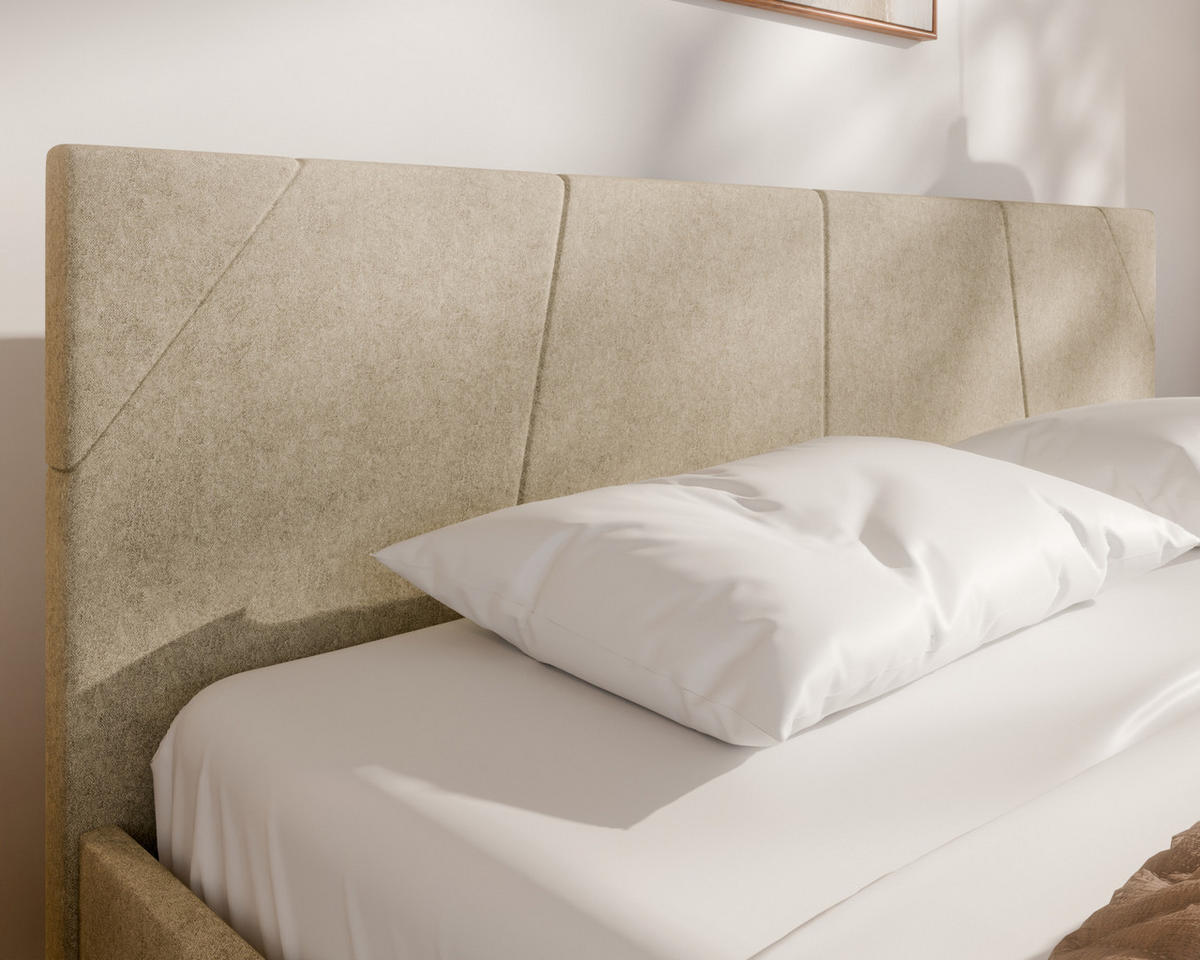 POLSTERBETT ALMORE 160x200cm, Taschenfederkernmatratze LIORA(19cm), beige - Beige, Holz (160/200cm) - Homesy
