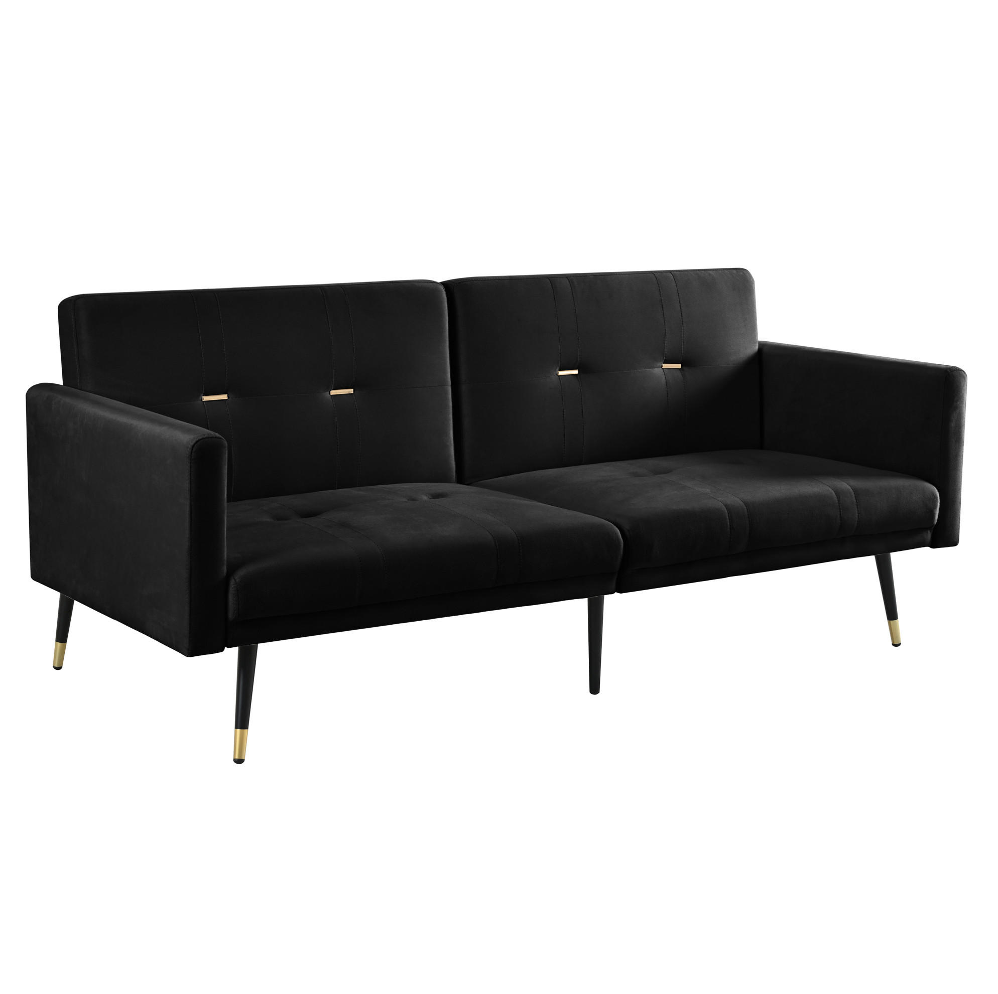 SCHLAFSOFA mit verstellbaren Rückenlehnen, 2-in-1 Funktion und Samtbezug, Schwarz - Schwarz, Textil (164/70/89cm) - Redom