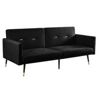 SCHLAFSOFA mit verstellbaren Rückenlehnen, 2-in-1 Funktion und Samtbezug, Schwarz - Schwarz, Textil (164/70/89cm) - Redom