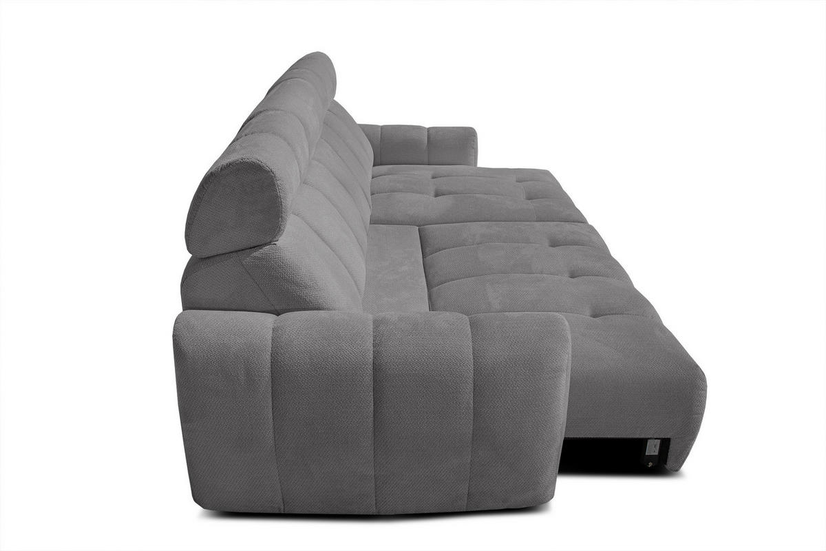 ECKSOFA KIMI 3-Sitzer, ausziehbarer Sitz, verstellbare Kopfstützen, grau - Schwarz/Grau, Holzwerkstoff/Textil (270/160cm) - Courtois Laville